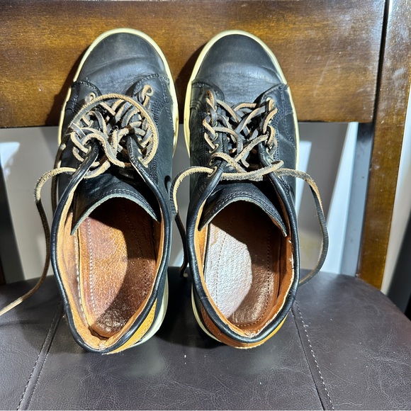 Frye Sneakers Black Brown Leather Men's sz 7.5 Low Tops casual Lace Up USA made - Picture 11 of 12